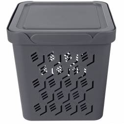 Ящик с крышкой универсальный Deluxe, 286x286x286 мм, 18л, серый