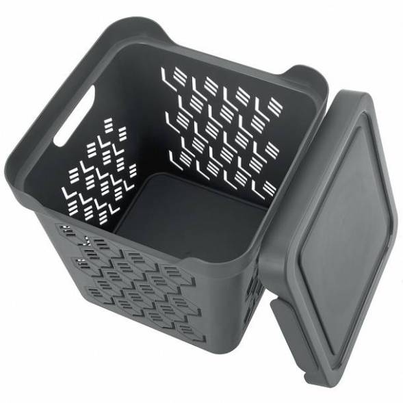 Ящик с крышкой универсальный Deluxe, 286x286x286 мм, 18л, серый