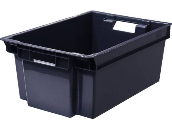Ящик пластиковый сплошной, 600х400х250 мм, черный [125-2]