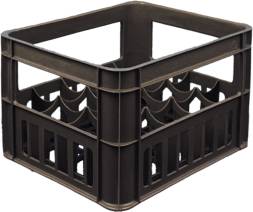 Ящик пластиковый перфорированный для бутылок, 420x340x270 мм, 38 л, черный [419]