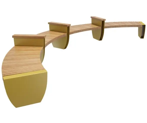 Скамейка стальная радиусная «Бонго» без спинки 1 м.п. (композит)