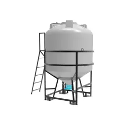 Емкость ЦКТ 5000 л с патрубком 160мм с фланцем под плотность до 1,2 г/см3 белая в обрешетке с лестницей