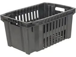 Ящик пластиковый перфорированный, 540x360x260 мм, 38 л, черный [105]