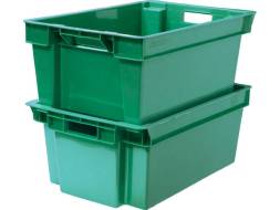 Ящик пластиковый сплошной, 600х400х250 мм, зеленый [125-2]