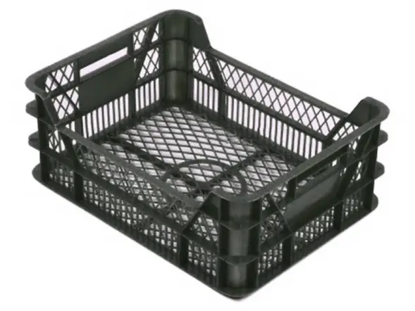 Ящик пластиковый перфорированный, 400x300x155 мм, 15,5 л, черный [110-1]