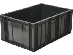 Ящик пластиковый сплошной, 600x400x250 мм, 46 л, черный [204.02]