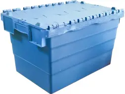 Ящик пластиковый сплошной с крышкой SPKM, 600x400x360 мм, 68 л, синий [SPKM 365]