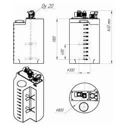 Установка для приготовления флокулянта для емкости дозировочной 500л