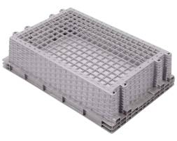 Ящик (евролоток) пластиковый с перфорацией, 600х400х152 мм, серый [600400152-03]