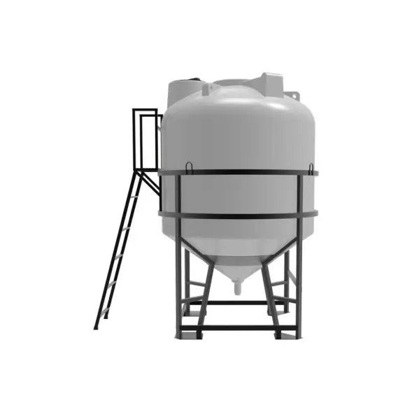 Емкость ЦКТ 5000 л с патрубком 90мм под плотность до 1,5 г/см3 белая в обрешетке с лестницей