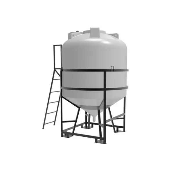 Емкость ЦКТ 5000 л с патрубком 90мм под плотность до 1,5 г/см3 белая в обрешетке с лестницей