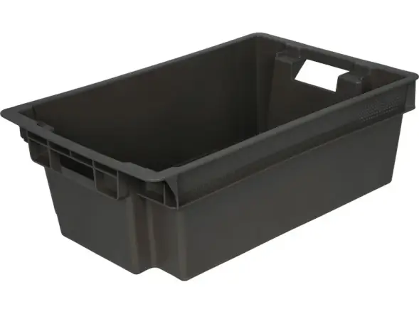 Ящик пластиковый сплошной, 600x400x200 мм, 35 л, черный [206]