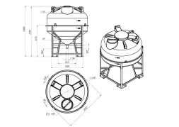 Емкость ЦКТ 3000 л с патрубком 110мм с фланцем белая в обрешетке