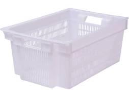 Ящик пластиковый с перфорированными стенками и дном, 600х400х250 мм, белый [125]