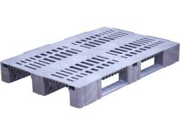 Паллет (поддон) пластиковый перфорированный на 3-х полозьях, 1200х800х150 мм, зеленый [1200800150-02]