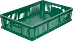 Ящик пластиковый сплошной, 600x400x140 мм, 27 л, зеленый [705.02.03]