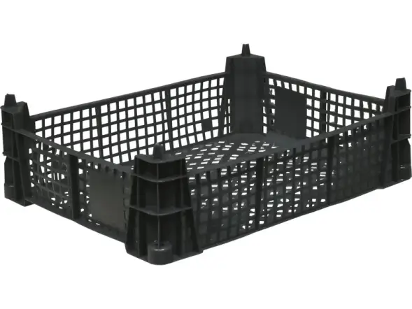 Ящик пластиковый перфорированный, 400x300x110 мм, 9 л, черный [101]