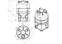 Емкость ЦКТ 5000 л с патрубком 90мм с фланцем под плотность до 1,5 г/см3 белая в обрешетке