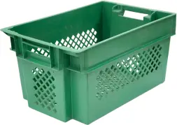 Ящик пластиковый c перфорированными стенками и дном, 600x400x300 мм, 50 л, зеленый [108]