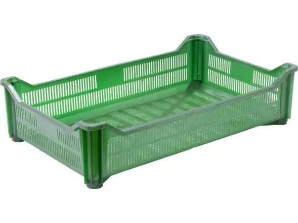 Ящик пластиковый перфорированный, 500x300x120 мм, 18 л, зеленый [121]
