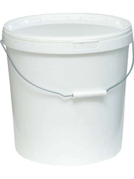 Ведро пластиковое круглое с белой крышкой и металлической ручкой, 20 л [3757]