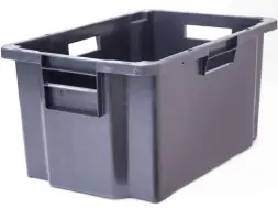 Ящик сплошной пластиковый, 600x400x300 мм, 52 л, черный [218-1]