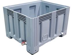 Крупногабаритный сплошной пластиковый контейнер с 2 сливными пробками СП 1 и КШ 1 TR-Box, 1200х1000х758 мм, серый [TR-Box 1210 S (758)]