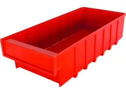 Контейнер полочный пластиковый, 400x185x100 мм, 7.4 л, красный [6003]