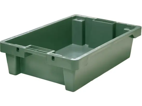 Ящик пластиковый со сплошными стенками и дном, 600х400х150 мм, зеленый [225]