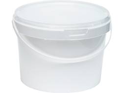 Ведро пластиковое круглое с белой крышкой и ручкой, 2.3 л [4065]