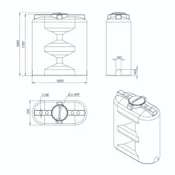 Емкость S 1500л под плотность до 1.5 г/см3 синяя
