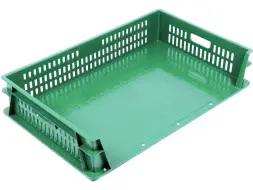 Ящик пластиковый без боковой стенки и сплошным дном, 740x465x145 мм, 39 л, зеленый [404-11]