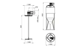 Емкость ФМ 240 в обрешетке с лопастной мешалкой