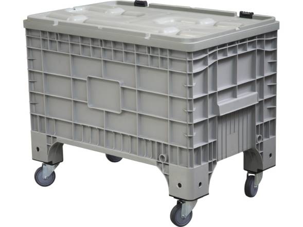 Крупногабаритный пластиковый контейнер на колёсах с крышкой на петлях Big Box, 1017х636х793 мм, серый [B-Box 1065 Mini серый WСH]