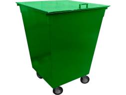 Контейнер металлический для ТБО/ТКО на колесах с крышкой, 750 л (0.75 м³), зеленый [КМ 0.75-3 зелёный]