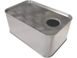 Канистра металлическая прямоугольная низкая, 1 л, отверстие под берикап 32мм, серебристый [3777]