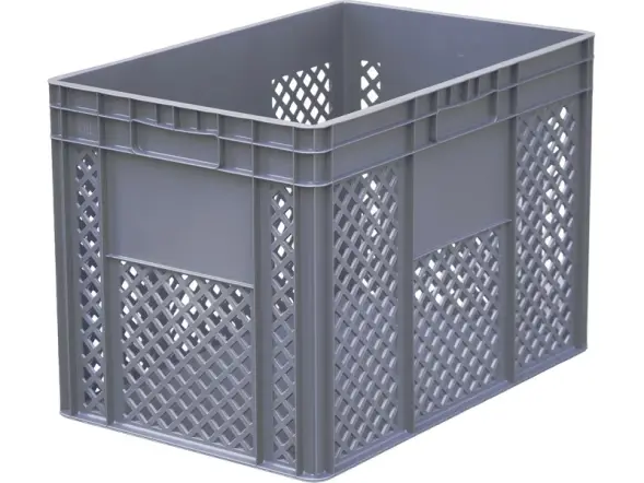 Ящик пластиковый перфорированный без ручек, 600x400x420 мм, серый [942.01.02.02]