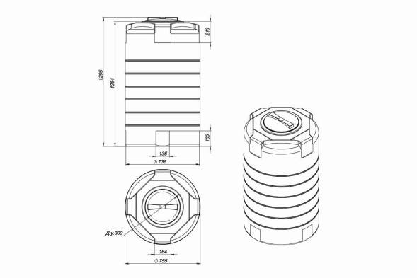 Емкость T 500л под плотность до 1.2 г/см3 синяя