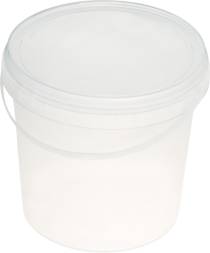 Ведро пластиковое с крышкой и пластиковой ручкой, 1 л, белый [5079]