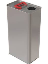 Канистра металлическая прямоугольная с пластиковой ручкой, 5 л, отверстие под берикап 42мм, серебристый [3780]