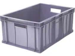 Ящик пластиковый сплошной, 600x400x250 мм, 46 л, серый [204]