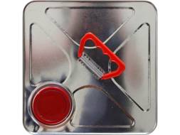 Канистра металлическая прямоугольная с пластиковой ручкой, 10 л, отверстие под берикап 42мм, белый [3783]