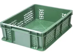 Ящик пластиковый перфорированный, 400×300×120 мм, 10.6 л, зелёный [701.01.02]