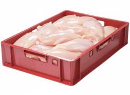 Ящик пластиковый сплошной Е1 (евроформат), 600x400x120 мм, 25 л, красный [205]