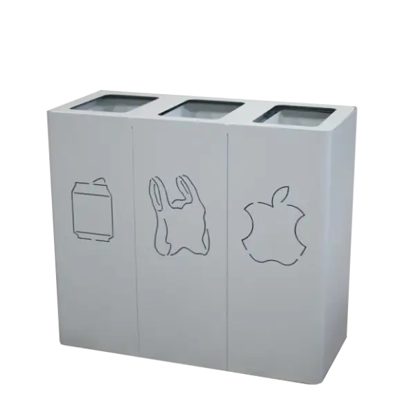 Урна для раздельного сбора мусора с вырезанными в металле обозначениями А-Тренд-3