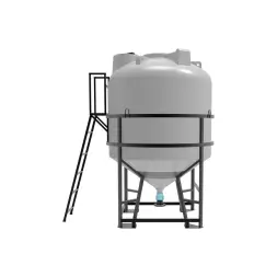 Емкость ЦКТ 5000 л с патрубком 110мм с фланцем под плотность до 1,2 г/см3 белая в обрешетке с лестницей