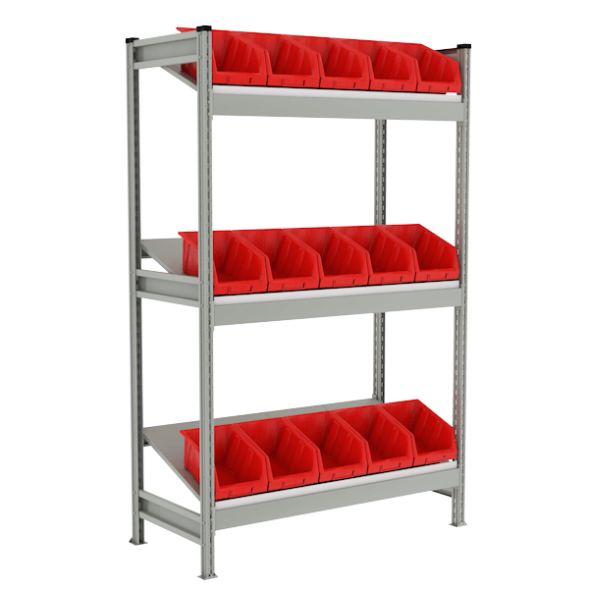 Стеллаж металлический CТ-023 с наклонными полками [13682]