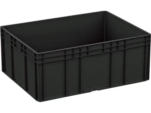 Евроконтейнер пластиковый сплошной ЕС 8632.4 R, 800х600х320 мм, 131 л, черный