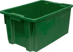 Ящик пластиковый сплошной, 600x400x300 мм, 52 л, зеленый [601]