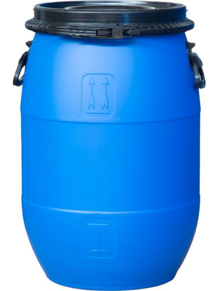 Бочка пластиковая с крышкой, пластиковым обручем и ручками, 65 л, синий [БП 65 по]